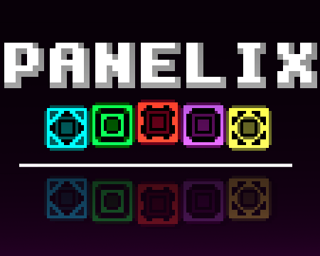 Panelix title artwork featuring colorful pixel puzzle blocks